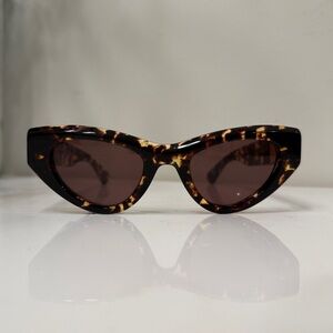 Bottega Veneta Brown Tortoise Cat-Eye Sunglasses